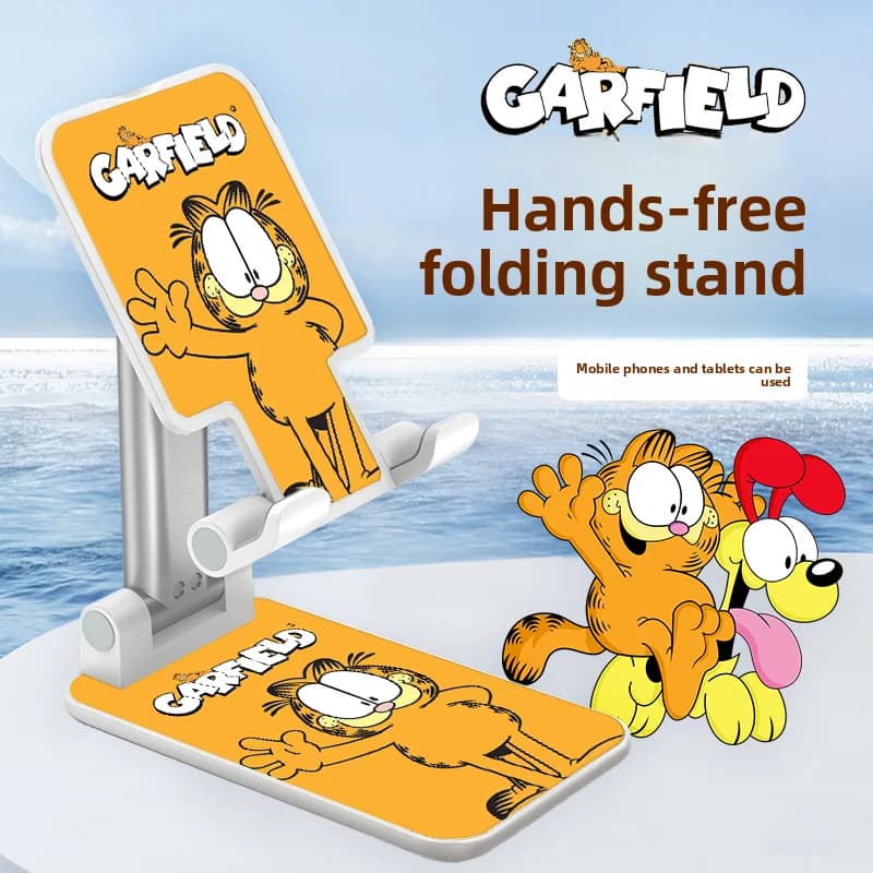 Supporto per telefono da scrivania multifunzionale, pieghevole, regolabile, universale, con design di Garfield, cartone animato, carino, kawaii, vendita all'ingrosso.