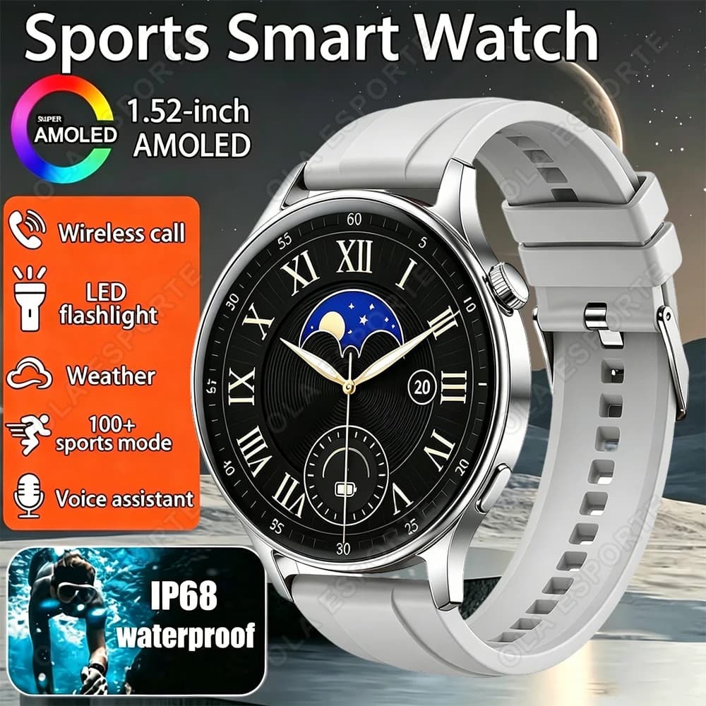 2026 New Smart Watch Men Women 1.52" AMOLED HD Screen Sport Fitness Bracelet Custom Watch Face Bluetooth Call Smart Watch HW12