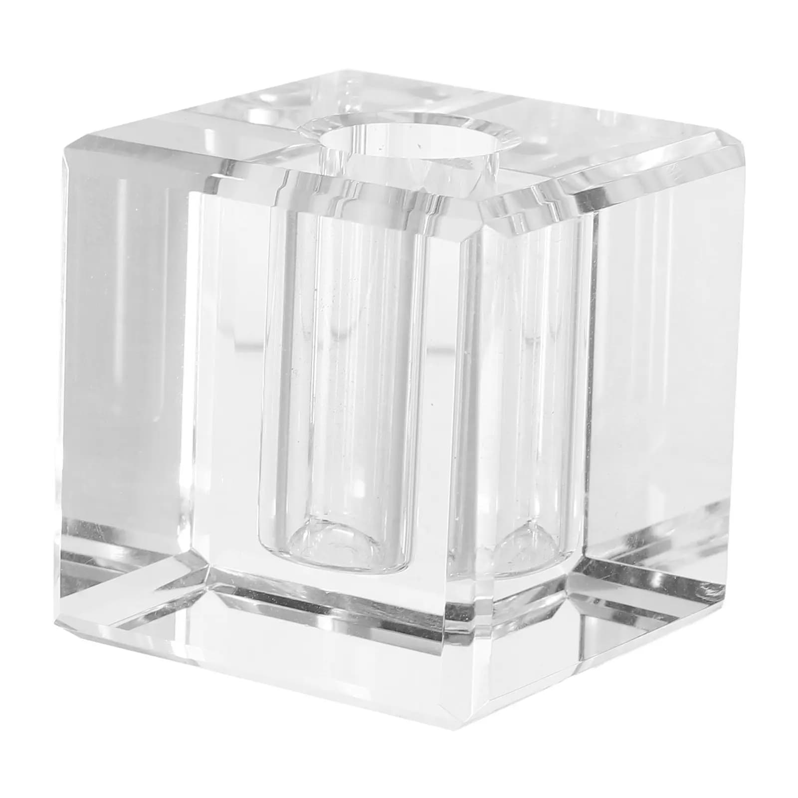 Glass Pen Holder Clear Crystal Style Square Desk Organizer for Fountain Pens Pencils Markers and Toothbrushes
