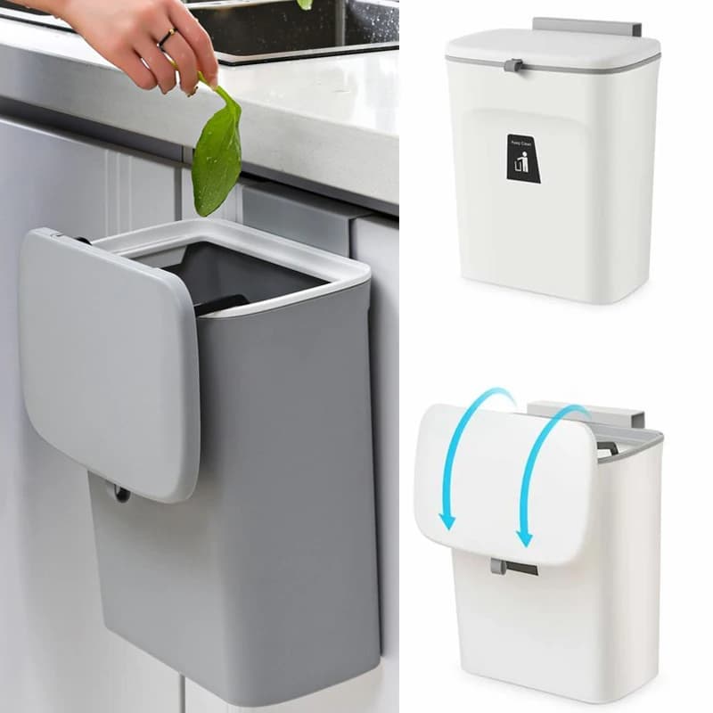 Pattumiera sospesa con coperchio Cucina di grande capacità Riciclaggio cestino della spazzatura Porta dell'armadio Pattumiera a parete per bagno Pattumiera