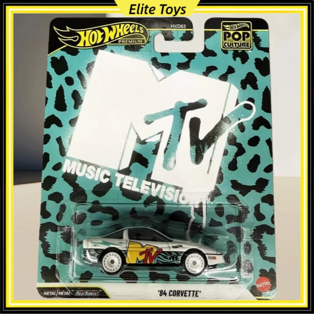 Hot Wheels Premium Pop Culture 84 CORVETTE MTV Musica Televisione Co-branded Diecast Modello di auto 1:64 Giocattolo per veicoli in lega da collezione
