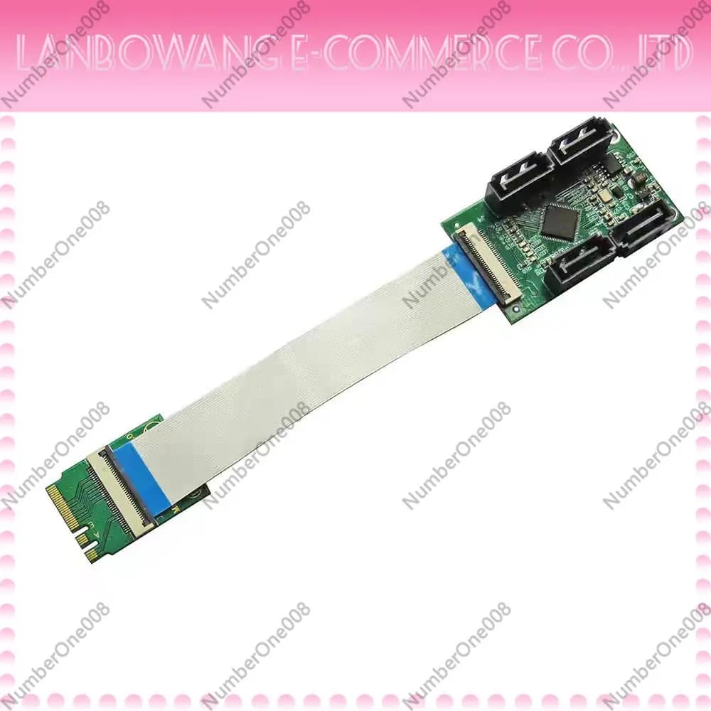 For ASM1064 M.2 WiFi to 4 Port SATA 3.0 Adapter Card, Extension Cable for NAS Storage (Non-RAID, Boot Not Supported)
