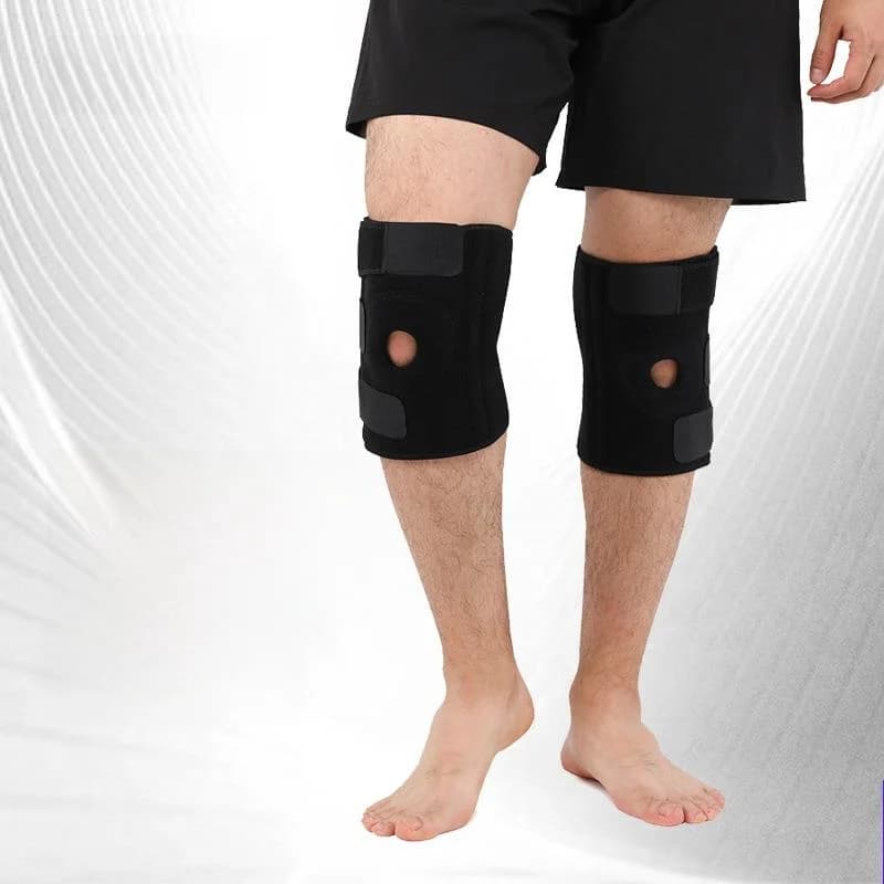 Ginocchiere da trekking Open-Design con cintura per il tendine rotuliano, ammortizzazione e riduzione della pressione a molla, ginocchiere sportive per saltare con la corda