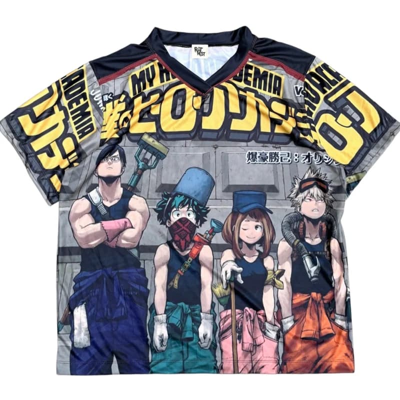 Maglietta da Uomo con Stampa 3D di My Hero Academia, Iida Midoriya Uraraka Bakugo, Scollo a V, Abbigliamento Casual Elegante per Appassionati di Anime