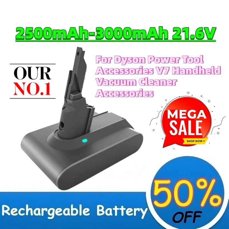 High-Performance 2.5-3.0Ah 21.6V Lithium Battery Packs for Dyson Power Tool Accessories V7 Handheld Vacuum Cleaner Accessories