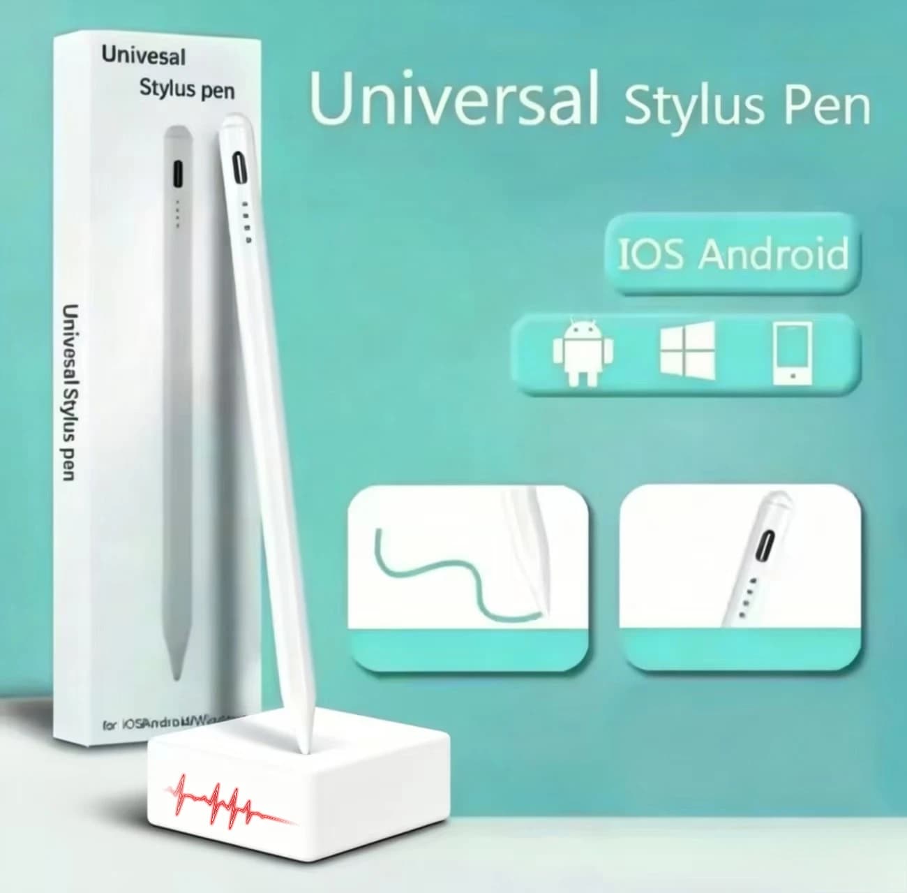 Penna Touch Universale 2026 per iOS/Android, Stilo per iPad Apple Huawei Xiaomi, Ricaricabile, Punta Fine per Disegno