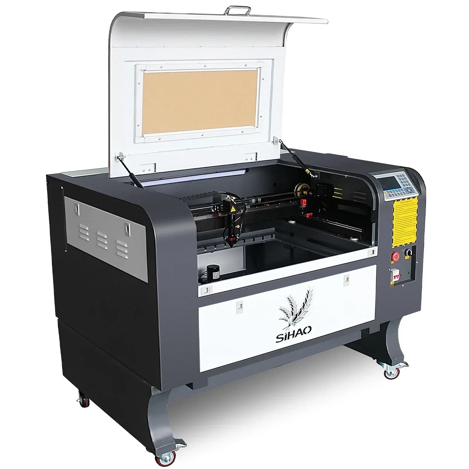 SIHAO CO2 Laser Engraving Machine Gray White Foldable Leg Design RUIDA Control System Professional Laser Cutting Engraving Maker