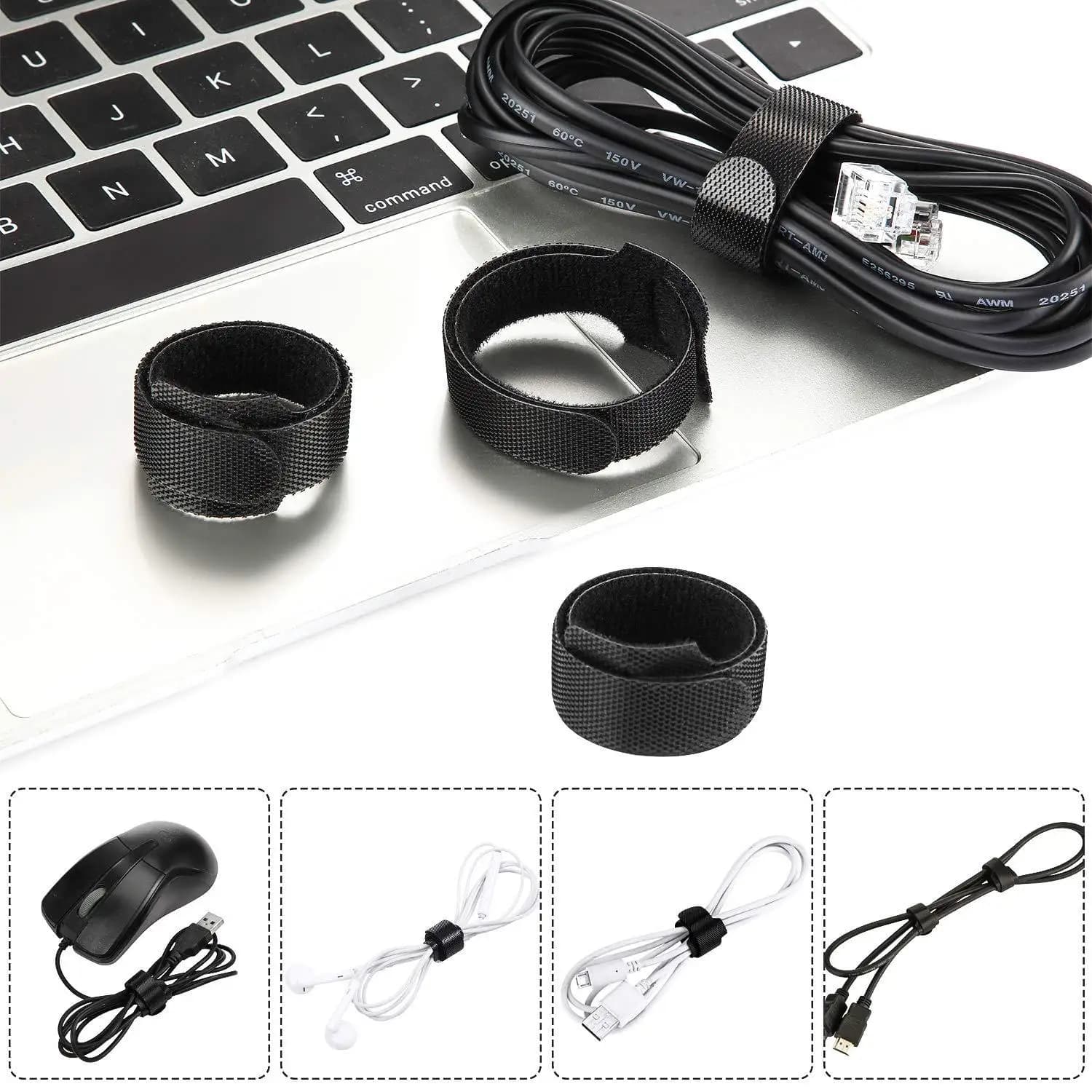Nastro Organizzatore Cavi in Nylon 1M/3M/5M, Protezione per Cavi di Auricolari e Mouse, Organizzatore per Cavi USB, Avvolgicavo, Accessori per Cavi Dati