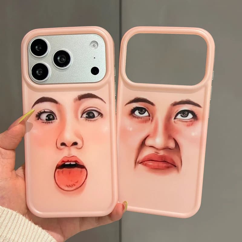 Ins Funny Face Design Pattern Phone Case For iPhone 17 Pro Max 16 15 Shockproof IMD TPU Protective Back Cover
