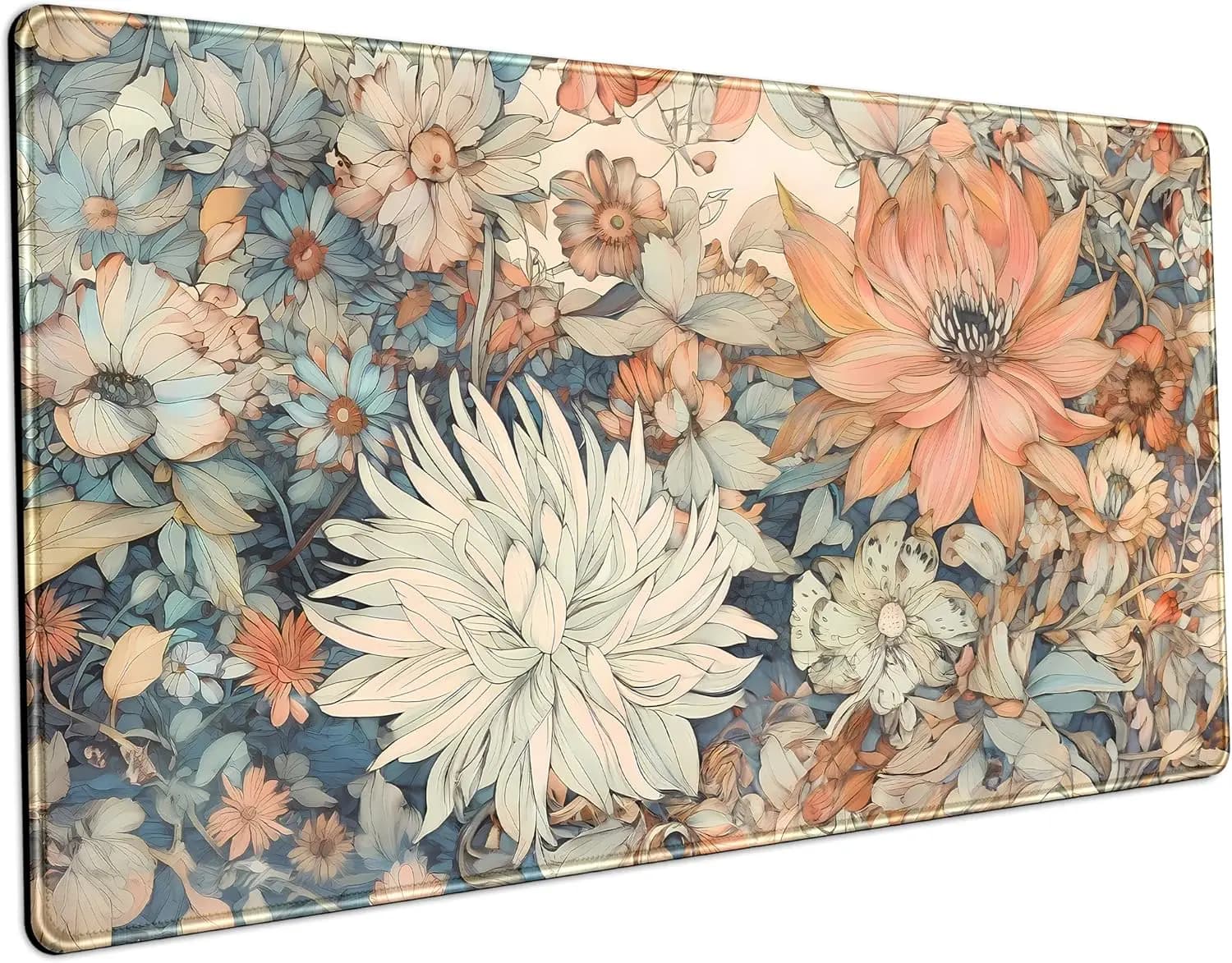 Tappetino da scrivania floreale giapponese retrò – Tappetino per mouse esteso Boho Estetico XXL per donna, tappetino per tastiera e mouse grande per ufficio e giochi