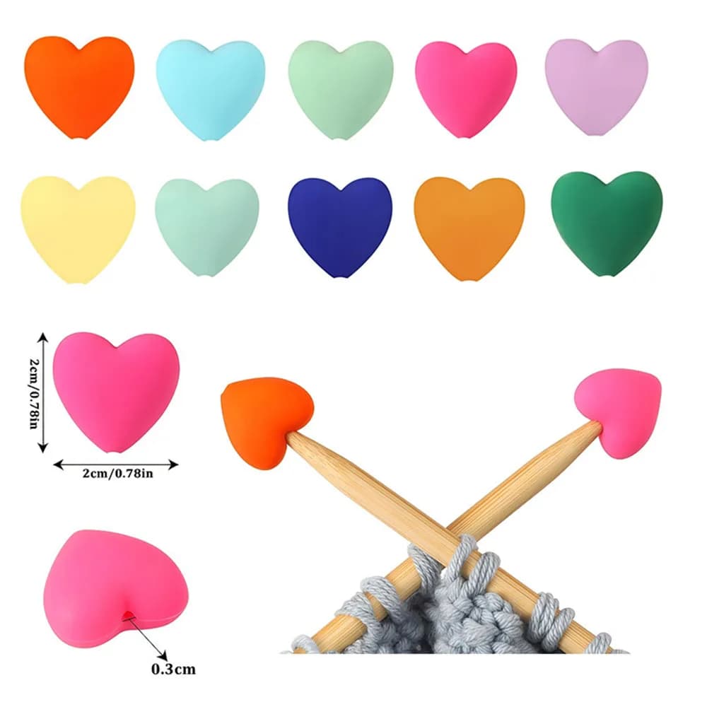 6 Pezzi Fermacucito in Silicone a Forma di Cuore per Lavori a Maglia, Tappi Carini per Accessori da Cucito, Protezioni per Punte delle Aghi, Leggeri