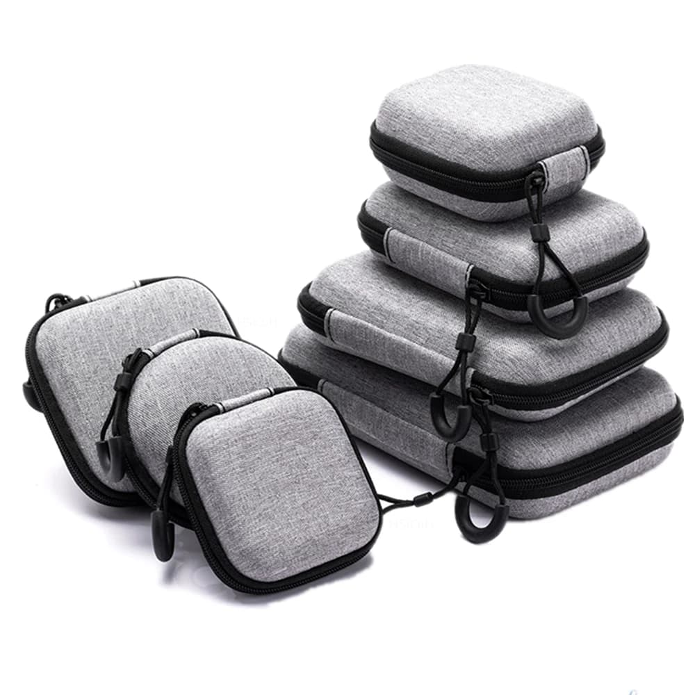Borsa organizer per cavi dati portatili Borse portaoggetti piccole per auricolari ovali in EVA Custodie rigide impermeabili Custodia con cerniera per disco U per caricabatterie