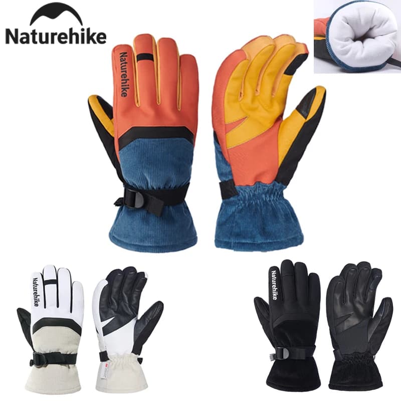 Naturehike 2025 Nuovi guanti da sci in pelle di pecora 3 colori Guanti da coppia antivento multifunzionali in cotone isolato 3M Touchscreen
