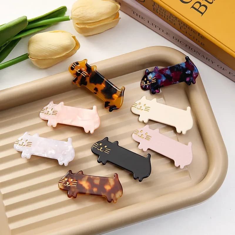 Fermaglio per capelli in foglio di acetato in stile coreano accessorio per capelli con Clip a becco d'anatra per gatti a gamba corta per bambini sul retro della testa