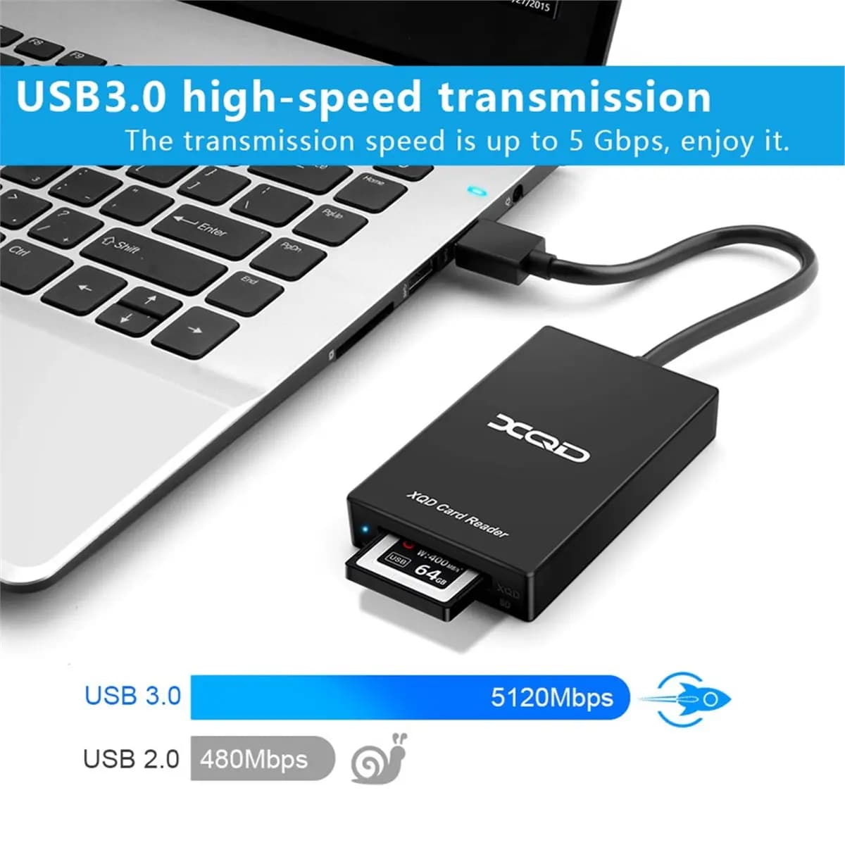 A10I Q02 Multi-Function USB to XQD Card Reader USB 3.0 Card Reader M/G Memory Card Supports Speeds Up to 5Gbps