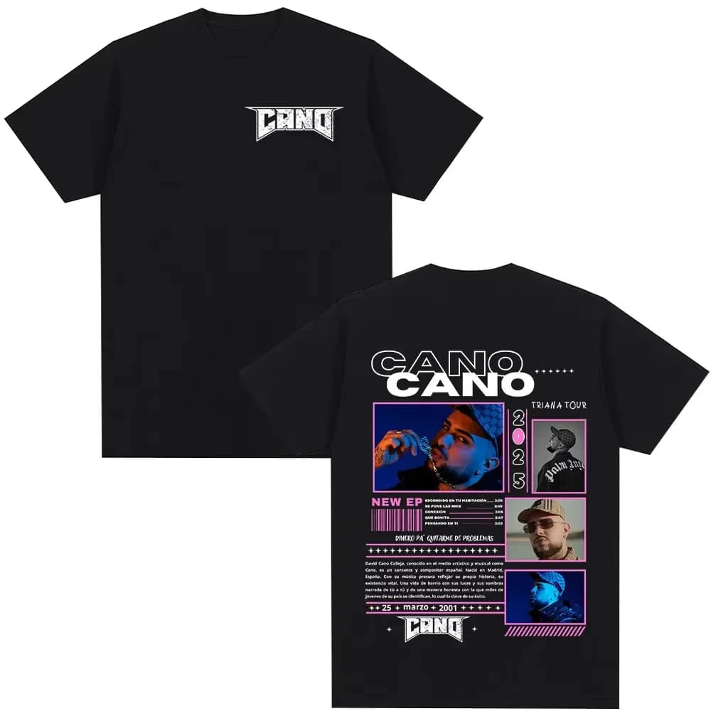 Merchandise del tour del rapper Cano Triana - T-shirt in cotone - Alla moda per uomini e donne - Stile casual hip-hop - Cultura pop