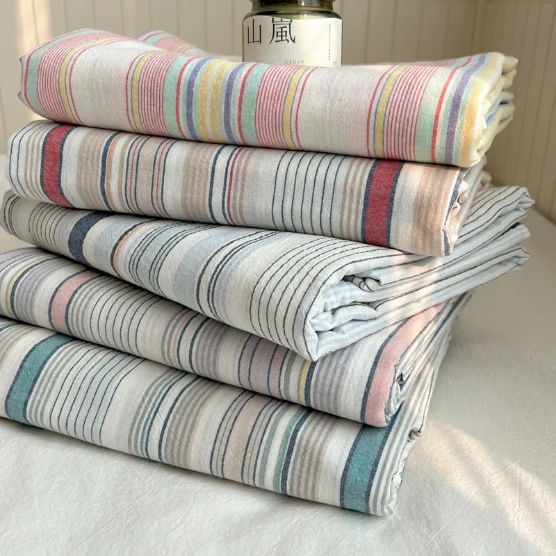 Pure Cotton Color Stripes Flat Sheet Solid Color Bed Linen Skin-friendly Adults Kids Room Bedsheet Ropa De Cama (No Pillowcase)