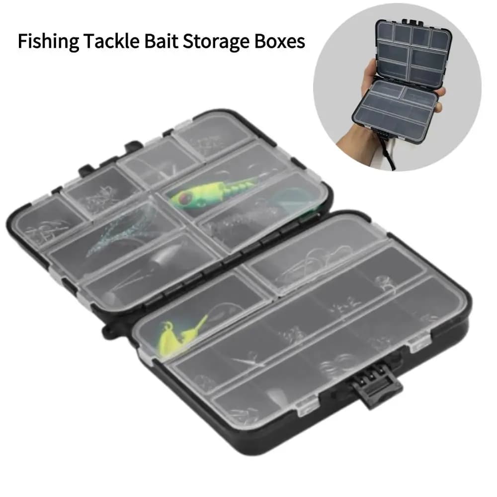 Storage boxes for fishing equipment, portable hook organizer for baits on both sides, mini box for fishing baits