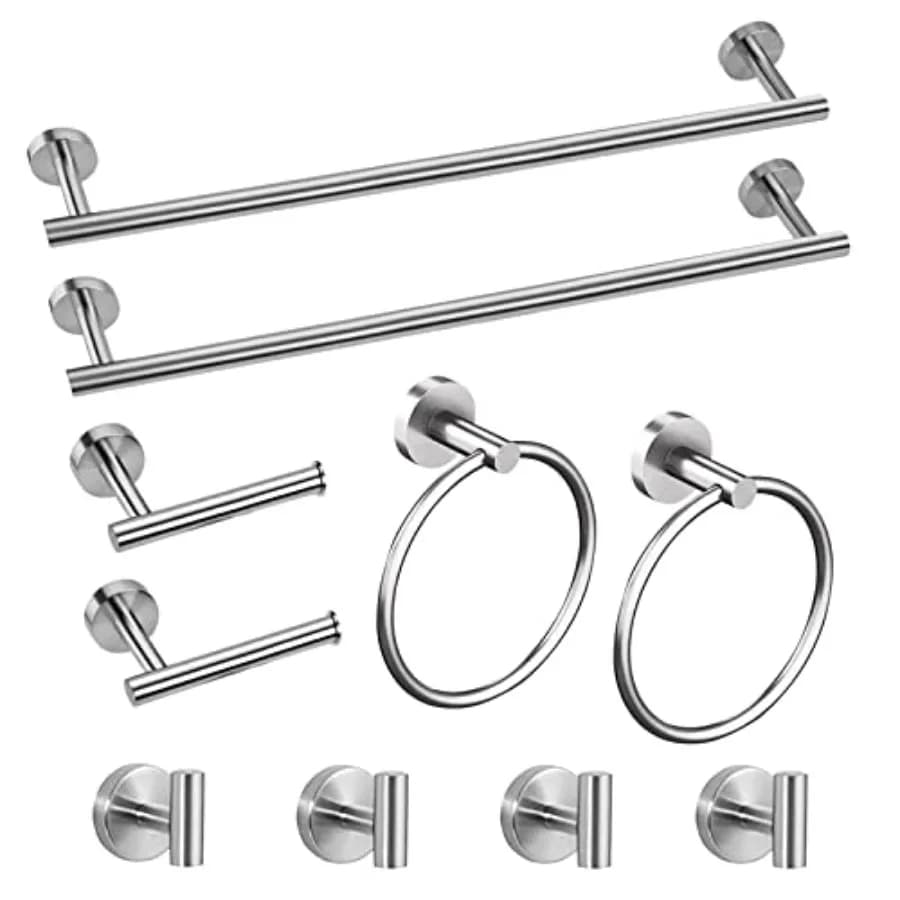 Set di accessori da bagno da 24 pollici in nichel spazzolato con porta asciugamani, anello porta asciugamani, porta carta igienica e gancio appendiabiti in acciaio inossidabile SUS304 per Mod