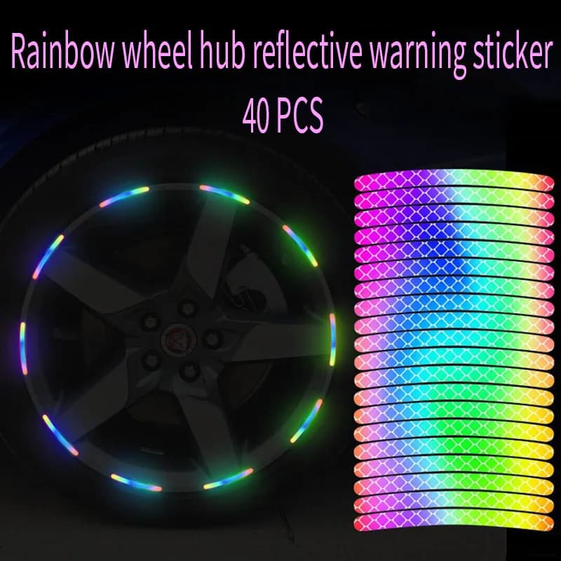 40 pezzi adesivo riflettente per mozzo ruota per auto strisce riflettenti per cerchioni luminose per guida notturna adesivo per ruota moto bici per auto