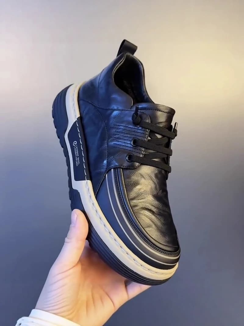 Men's Casual Boots Thick Bottom Waterproof Shoes Business Formal Leather Sneakers Comfortable Breathable Upper