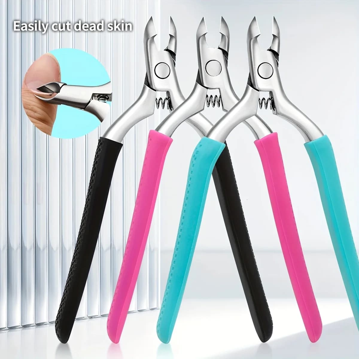 Forbici per cuticole in silicone per manicure ColorNon-slip Maniglia Pinze per cuticole Trim bordi per unghie Barb Forbici per cuticole Manicure Silicone C