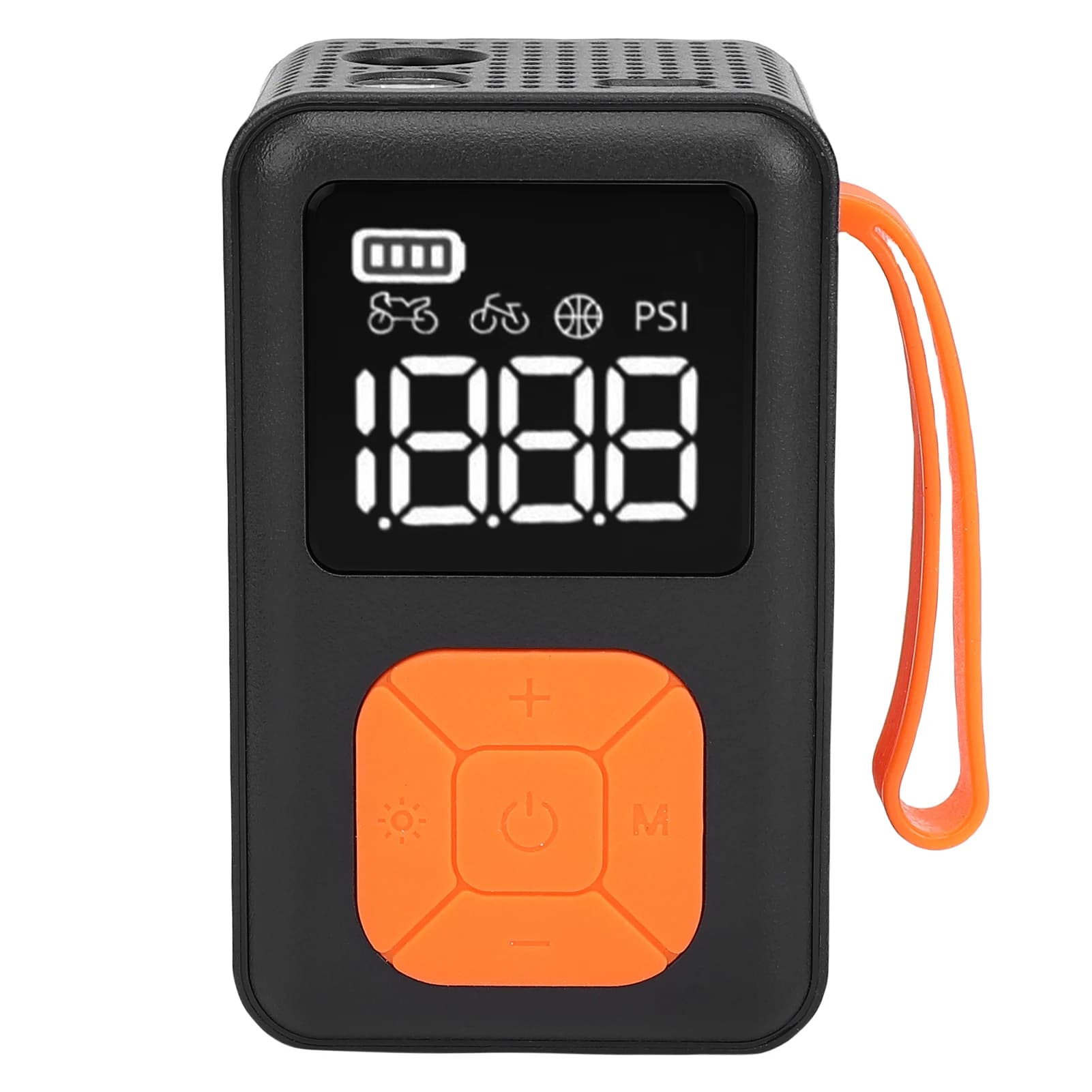 Compressore d'Aria Digitale con Indicatore di Pressione e Luce LED per Auto, Bici, Moto e Palloni, Ricaricabile 1600mAH