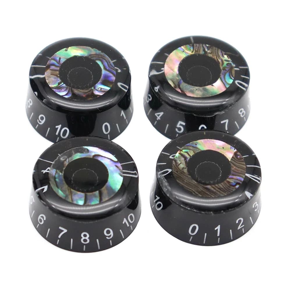 4 pezzi Abalone Circle Manopole per cappello a cilindro per chitarra elettrica Manopole di controllo del tono del volume della velocità per la sostituzione delle parti della chitarra elettrica stile LP