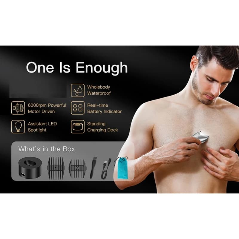 Trimmer Barba per Uomo Rasoio Homme Barba Shaper Ascella Petto Tagliacapelli Barbiere Professionale Display a LED-SPMI