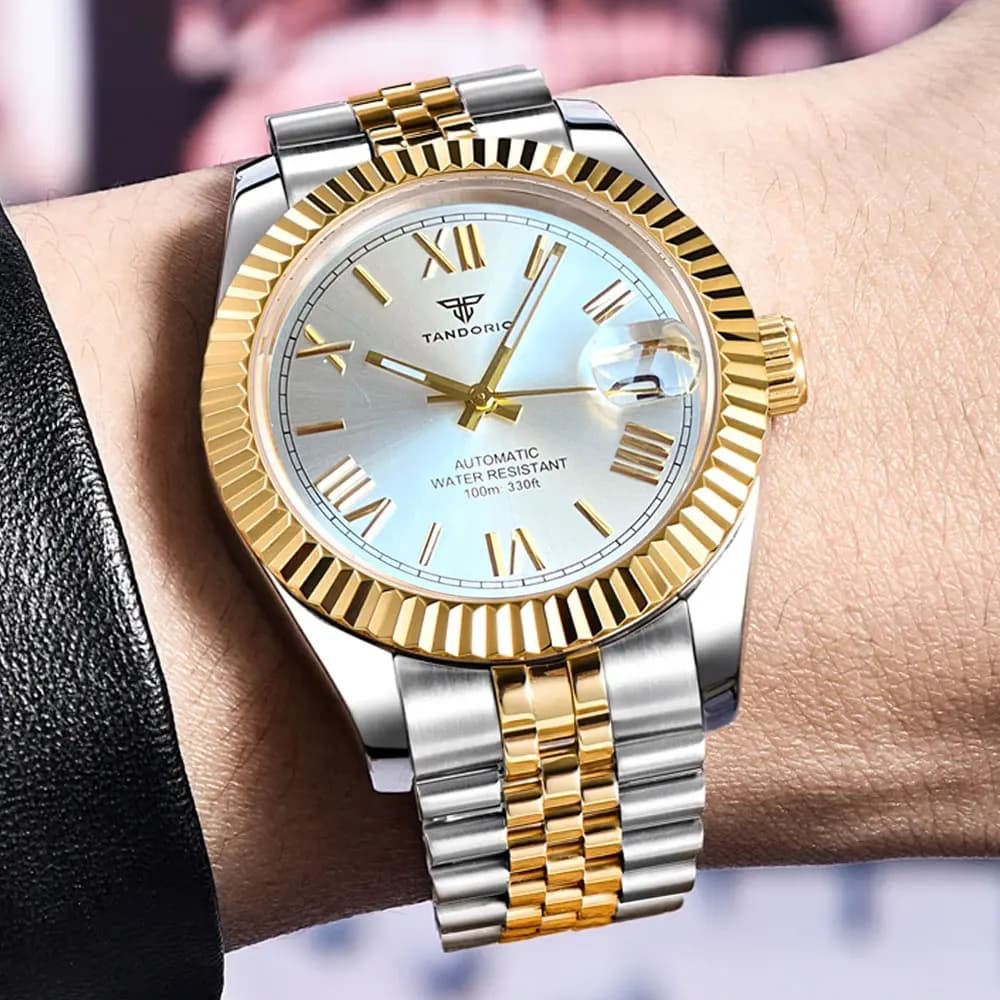 Classico Tandorio 36mm/39mm Luxury Business Datejust Style NH35A Automatico da uomo Reloj Orologio da polso Sunburst Quadrante romano Zaffiro