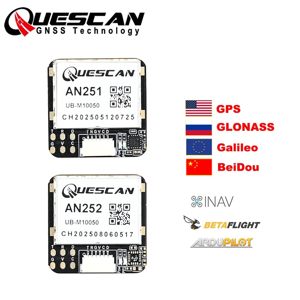 QUESCAN AN251 AN252 M10050 M10 GPS GNSS Module with Compass for INAV Betaflight Ardupilot GPS Galileo GLONASS BeiDou QZSS SBAS