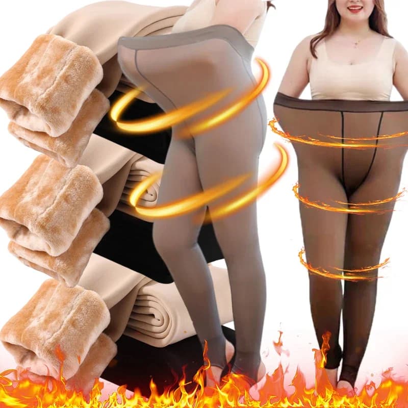 Collant foderati in pile caldo invernale Collant da donna Calzini ispessiti Pantaloni calza termica a vita alta Leggings finti traslucidi