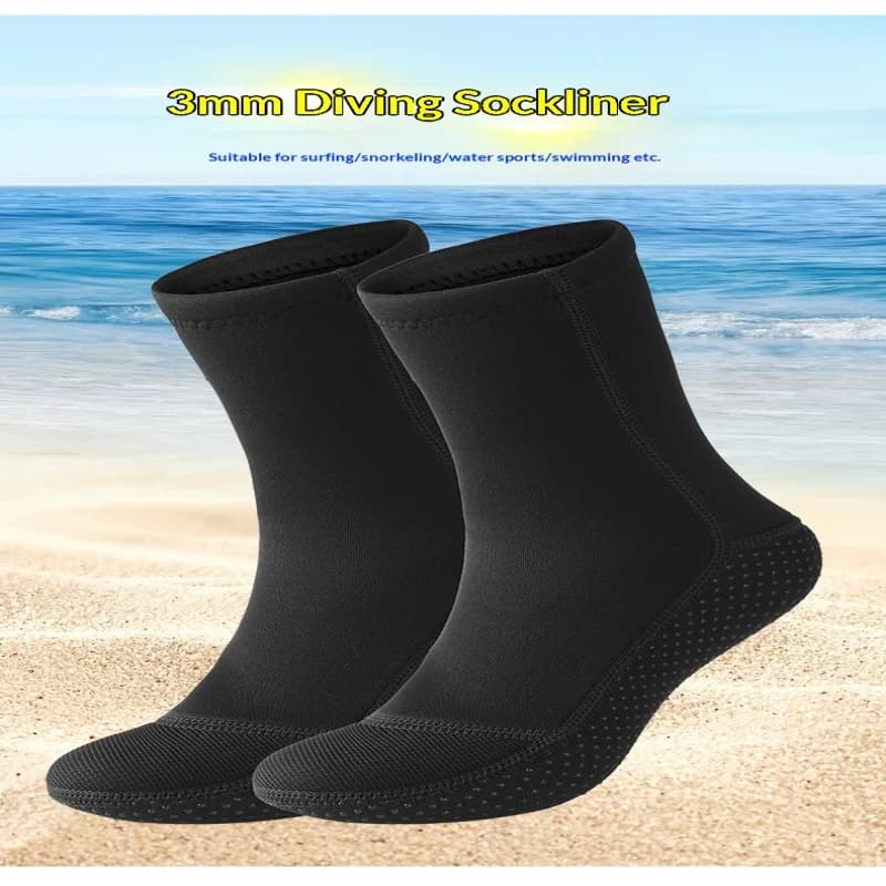 3 mm neoprene dive socks, wear-resistant warm thermal socks for snorkeling, surfing, swimming, water sports on the beach