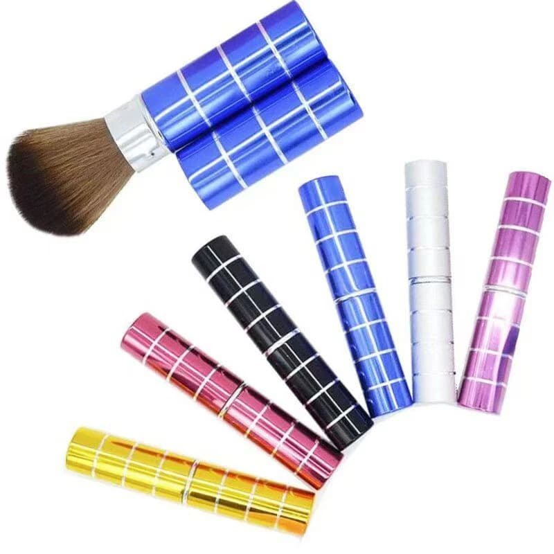 1 Brush Retractable for Make-up, Brush for Face in Powder, Mini Soft Nylon Brush Multifunction Portable with Metal Handle