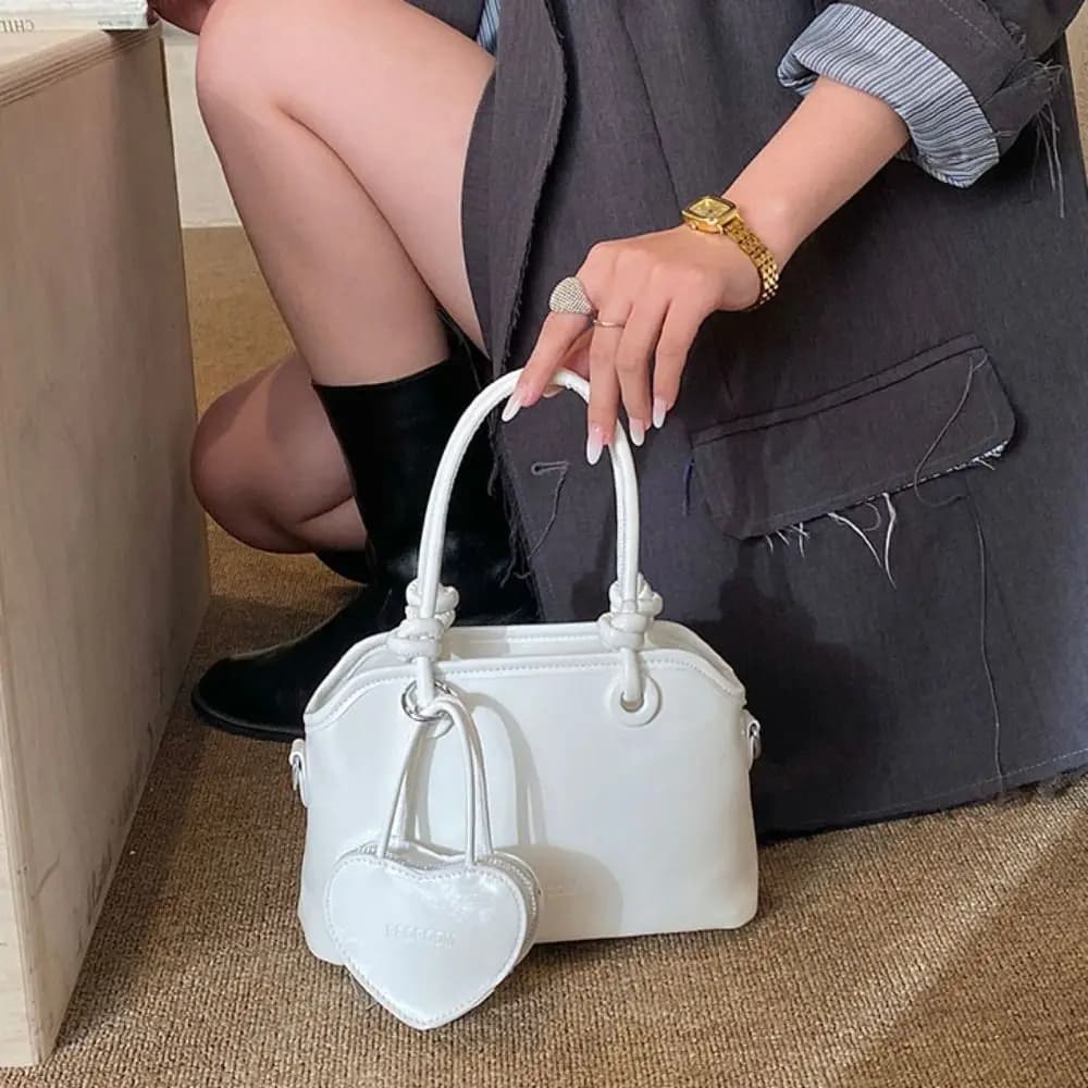 Borsa a Mano Casual in Pelle PU con Mini Borsa a Forma di Cuore, Borse a Tracolla per Pendolari, Borsa a Tracolla, Regalo