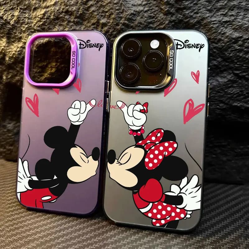 Cover per iPhone Disney Minnie Mickey Anime per iPhone 11 12 13 14 15 16 17 Pro Max 16e 17E 17 Air Plus 13 Mini - Custodia Posteriore