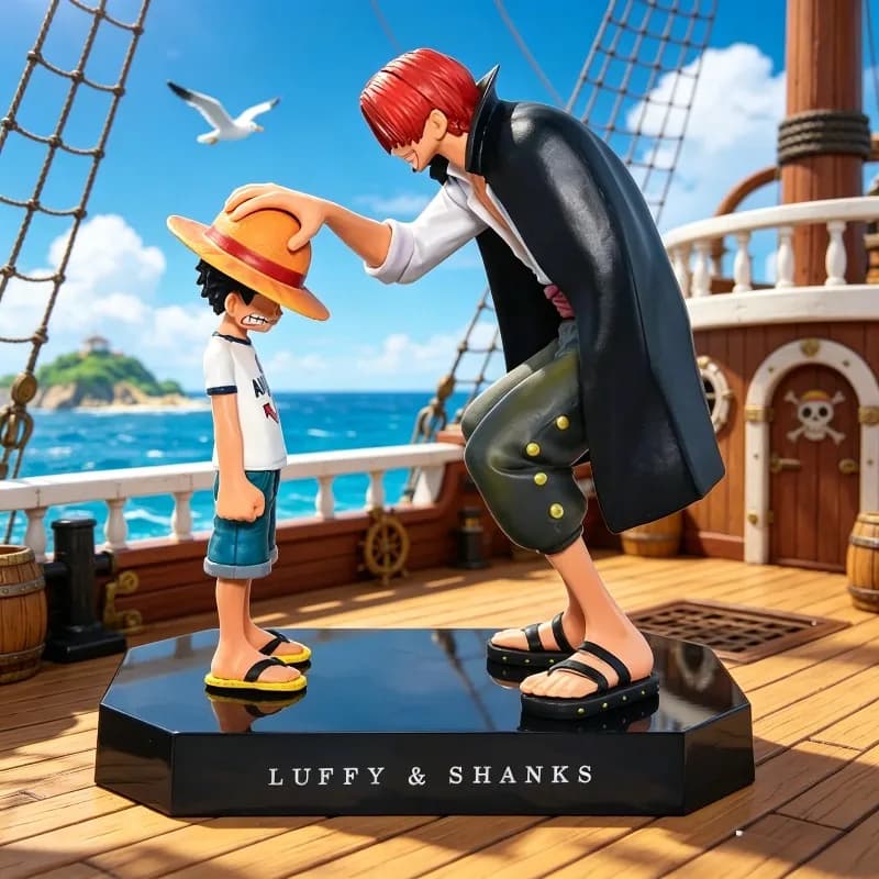 Figurina Anime One Piece 18cm, Quattro Imperatori, Shanks, Luffy con Cappello di Paglia, Sabo, Ace, Sanji, Roronoa Zoro, Action Figure Giocattolo