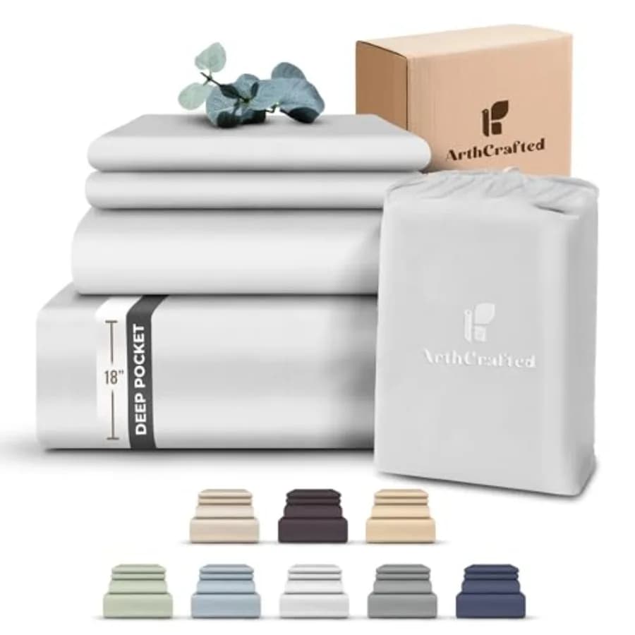 Lenzuola 100% Eucalyptus Tencel, con angoli elasticizzati e tasche profonde 18 pollici, rinfrescanti, in Lyocell di Eucalipto, Cali
