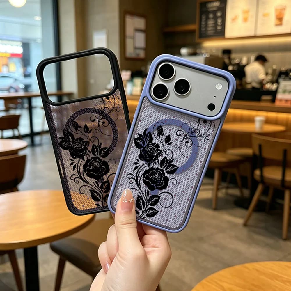 Advanced Rose Purple Lace Printed Phone Case For iPhone 17 16 15 14 13 12 11 Pro Xs Max Plus Air Mini XR X 17e 16e Magsafe Cover