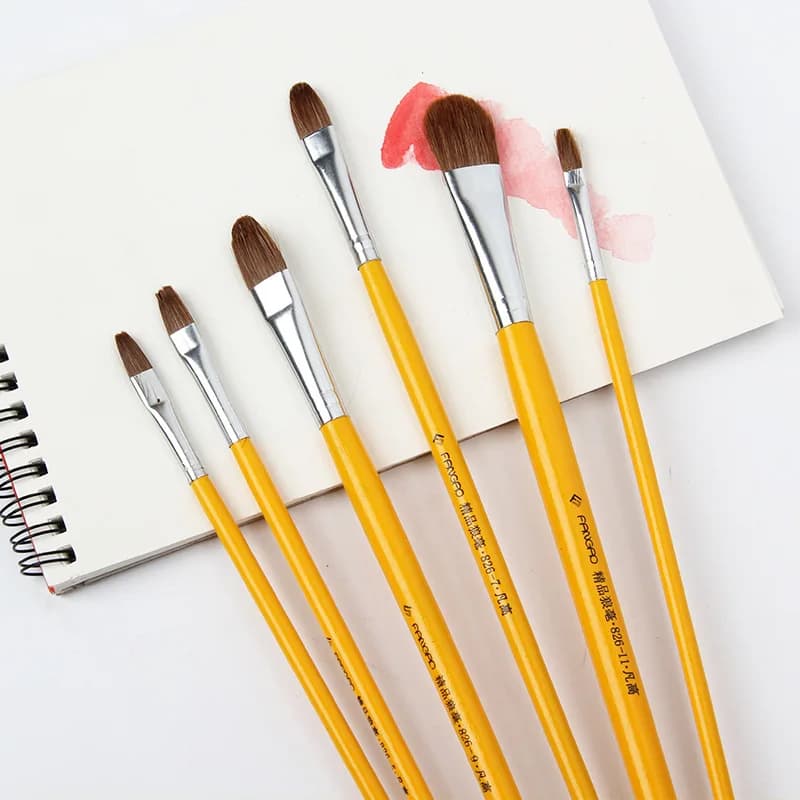 6PCS Wolf Hair Paint Brush, Van Gogh Art Brush for Watercolor Gouache Oil Painting, Single Paintbrush for Drawing Graffiti