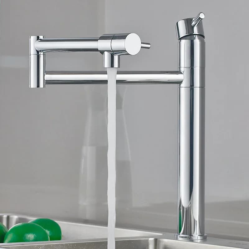 Rubinetto da cucina pieghevole cromato rubinetto di riempimento per pentole in ottone braccio oscillante retrattile miscelatore per acqua calda fredda rubinetto per lavello girevole a 360 gradi
