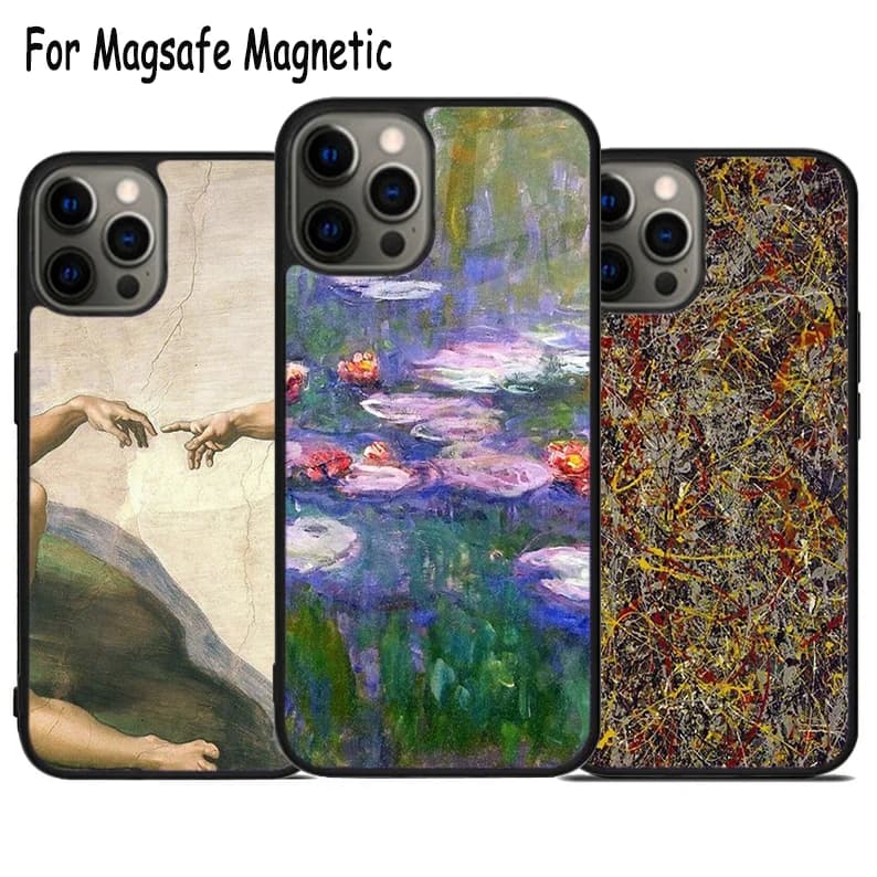 Vari dipinti classici Custodia per telefono con carica artistica per iPhone 17 Air 15 16 16e 14 13 11 12 Pro Max Plus Magsafe Cover magnetica