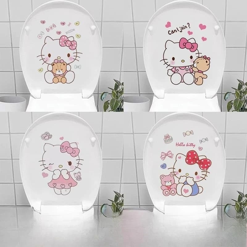 Adesivo Impermeabile per Coperchio WC Sanrio Hello Kitty, Decorazione Creativa a Forma di Gatto
