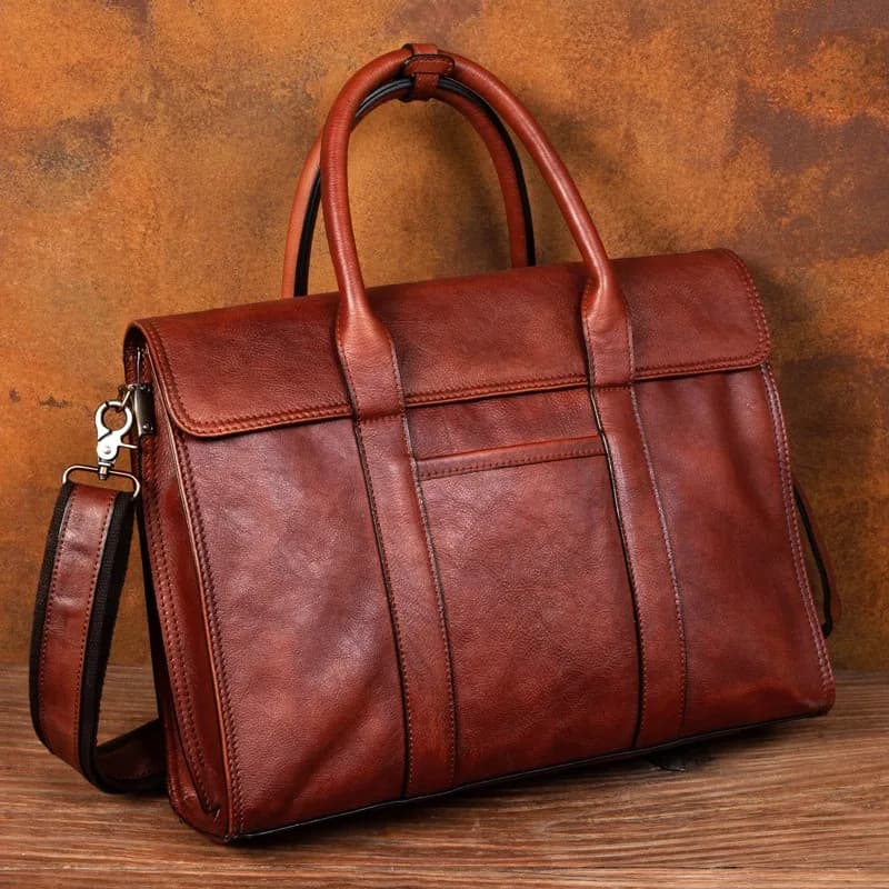 Hand bag in vegetable tanned leather men's shoulder bag briefcase leather shoulder bag casual men's bag