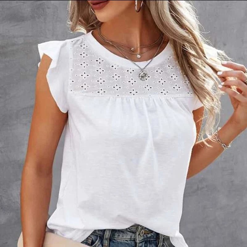 Camicetta scava fuori camicetta donna 2024 moda collo tinta unita camicie eleganti Top estate donna bianco ufficio Top Blusas Para Mujer