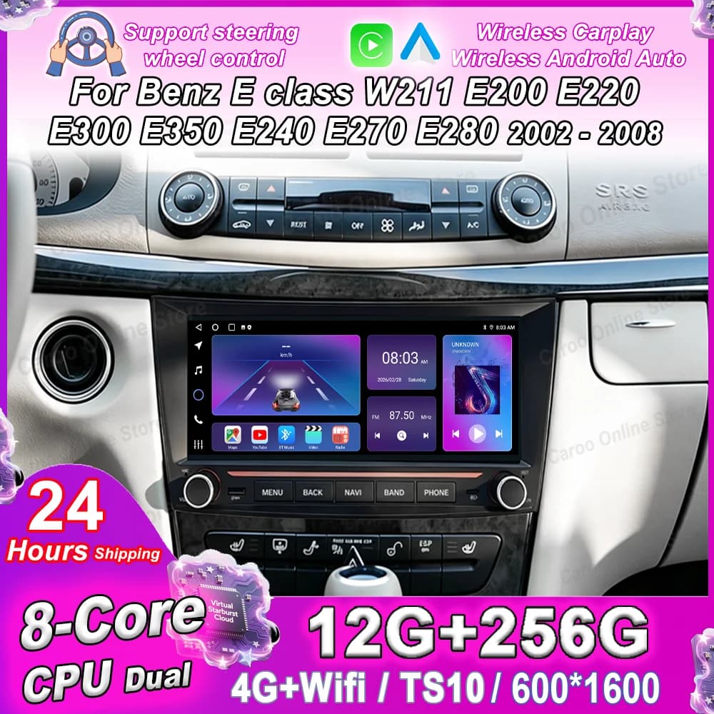 Android For Mercedes Benz E-class W211 E200 E220 E300 E350 E240 E280 CLS 2002 -2008 Car Multimedia Video Player GPS Navigation