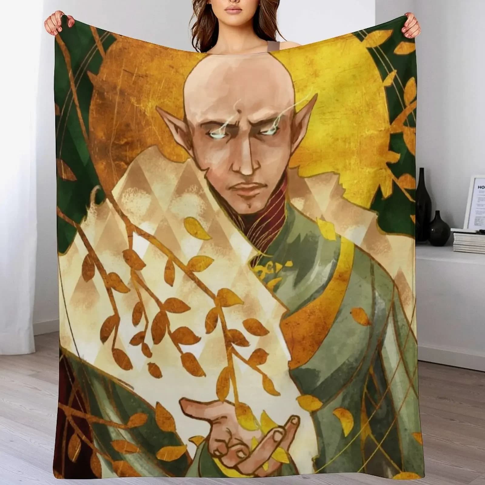 Coperta con stampa Solas da Dragon Age Tarot Card, morbida e calda, per divano, da uomo