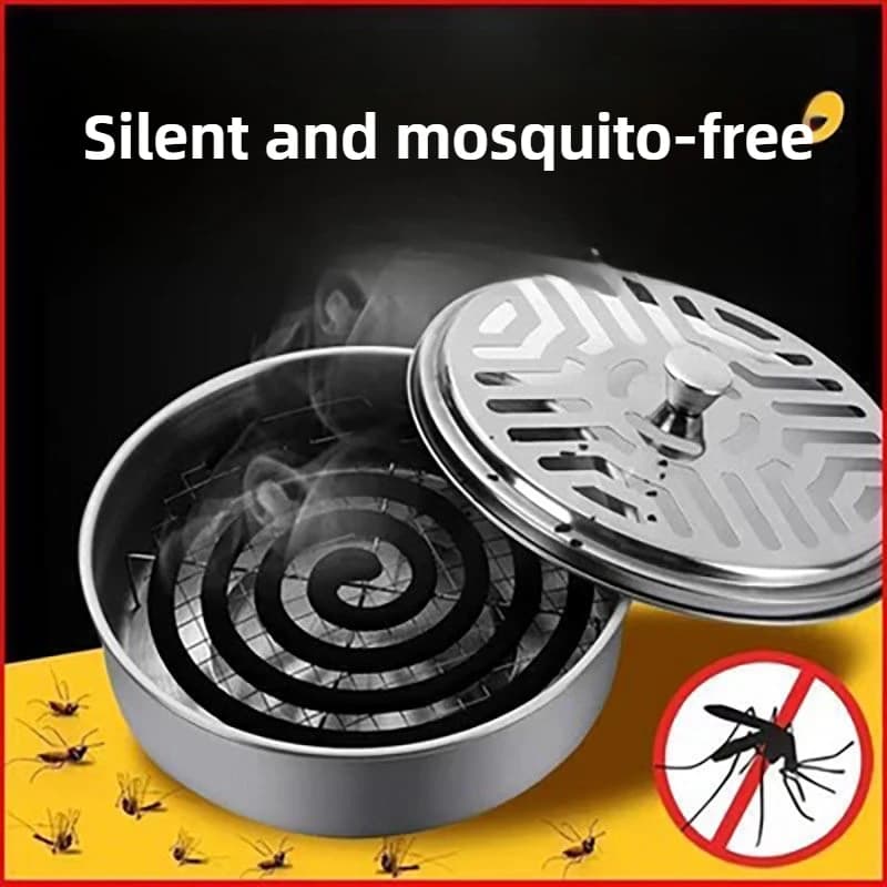 Anti Mosquito Box Portable Mosquito Killer Repellent Stainless Steel Coil Tray Large Spiral Incense Burners Holder With Cover