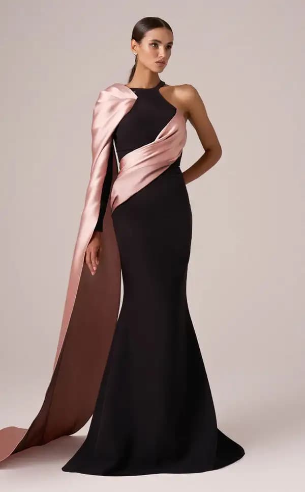 Customized Simple Jersey Pleat Trumpet One-shoulder Long Dresses Bespoke Occasion Dresses Exquisite Modern Style Sizes Available