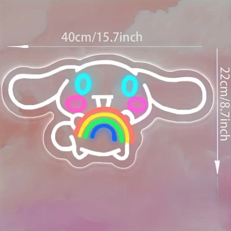 Insegna al neon Sanrio Cinnamoroll per decorazione da parete, insegna al neon USB per decorazione della camera da letto, insegna al neon Diammble per decorazione del negozio, regali per bambini